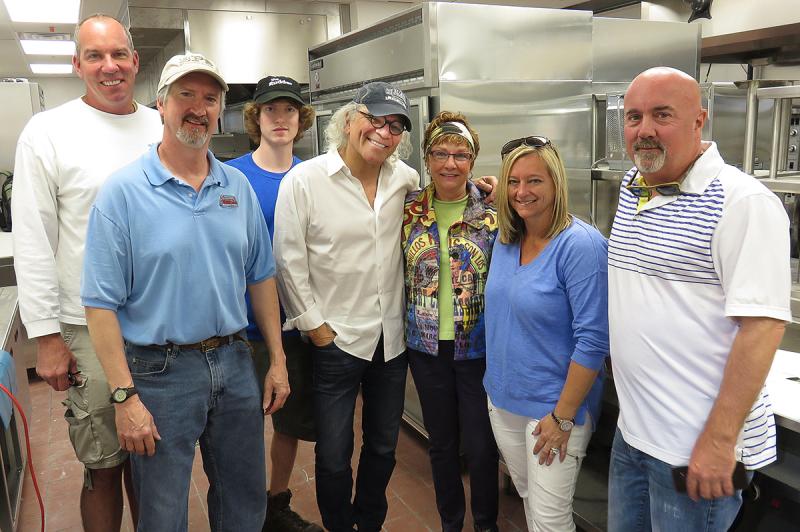 The prime movers at the new Jimmy’s Grille in Rehoboth include (l-r) Executive Chef Pete McMahon; Ron Culver, director of purchasing; Tyler Culver, maintenance and landscaping; big boss Alex Pires; interior designer Judith Davidson; Meggin Holtzclaw, human resources director and assistant extraordinaire who keeps Mr. Pires on the straight-and-narrow; and business partner John Snow. BY BOB YESBEK